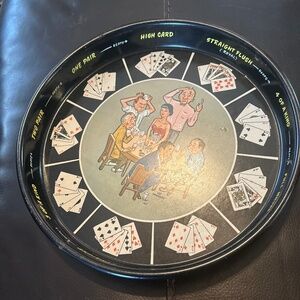 Vintage metal tray poker theme